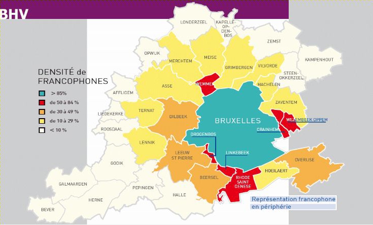 Aantal Franstaligen in de Vlaamse rand rond Brussel